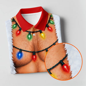Santa Abs Lights Candy Cane Christmas Golf Shirt, Womens Golf Tops, Ladies Golf Tops