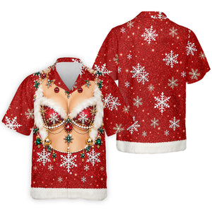 Jeweled Glitter Bra Christmas Golf Shirt, Golf Polo For Men, Mens Holiday Golf Shirts