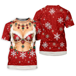 Jeweled Glitter Bra Christmas Golf Shirt, Womens Golf Apparel, Golf Shirts For Women