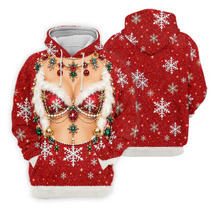 Jeweled Glitter Bra Christmas Golf Shirt, Womens Golf Apparel, Golf Shirts For Women