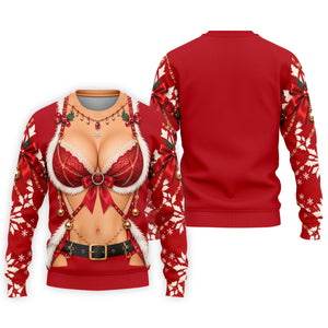 Red Lace Bra Harness Santa Christmas Golf Shirt, Mens Golf Apparel, Golf Polo For Men