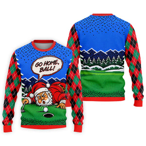 Go Home Ball Santa Putting Christmas Golf Shirt, Mens Golf Clothing, Mens Golf Shirts