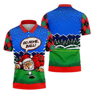 Go Home Ball Santa Putting Christmas Golf Shirt, Mens Golf Clothing, Mens Golf Shirts