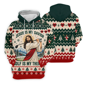 Jesus Savior Golf Therapy Christmas Golf Shirt, Womens Golf Apparel, Ladies Golf Tops