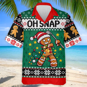 Oh Snap Gingerbread Christmas Golf Shirt, Mens Holiday Golf Shirts, Golf Polo For Men