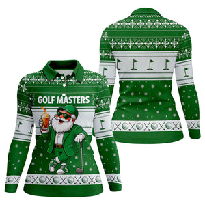 Green Jacket Santa Beer Christmas Golf Shirt, Golf Shirts For Women, Womens Golf Tops