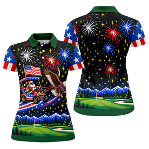 Eagle Santa Golf Cart Christmas Golf Shirt, Ladies Golf Shirts, Golf Shirts For Women