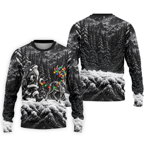 Santa Reindeer Lights Christmas Golf Shirt, Golf Polo For Men, Funny Mens Golf Shirts