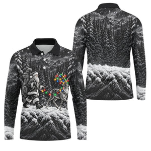Santa Reindeer Lights Christmas Golf Shirt, Golf Polo For Men, Funny Mens Golf Shirts