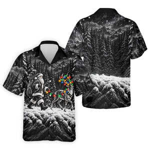 Santa Reindeer Lights Christmas Golf Shirt, Golf Polo For Men, Funny Mens Golf Shirts