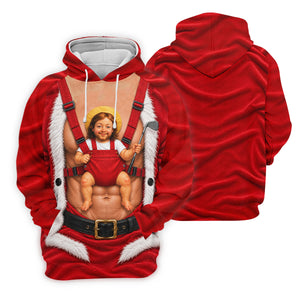 Santa Abs Baby Carrier Christmas Golf Shirt, Golf Shirts For Women, Womens Golf Tops