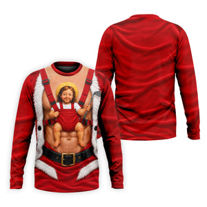 Santa Abs Baby Carrier Christmas Golf Shirt, Mens Golf Clothing, Golf Shirts For Men