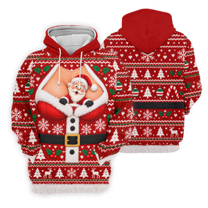 Santa Peeking Busty Knit Christmas Golf Shirt, Funny Mens Golf Shirts, Mens Golf Polo