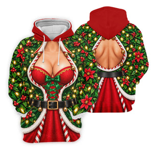 Holly Corset Busty Dress Christmas Golf Shirt, Ladies Golf Shirts, Womens Golf Shirts