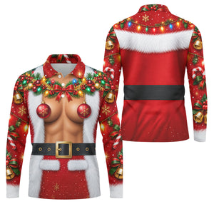 Ornament Pasties Santa Christmas Golf Shirt, Mens Golf Shirts, Funny Mens Golf Shirts