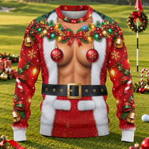 Ornament Pasties Santa Ugly Christmas Sweater, Christmas Gifts, Holiday Party Sweater