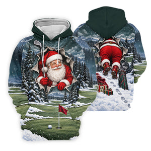 Santa Peeking Golf Green Christmas Golf Shirt, Golf Gifts For Women, Womens Golf Tops