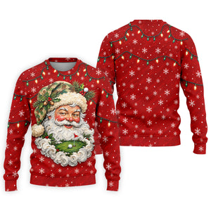 Camo Hat Santa Face Christmas Golf Shirt, Mens Holiday Golf Shirts, Mens Golf Apparel