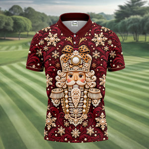 Pearl Nutcracker Christmas Golf Shirt, Mens Golf Clothing, Mens Holiday Golf Shirts