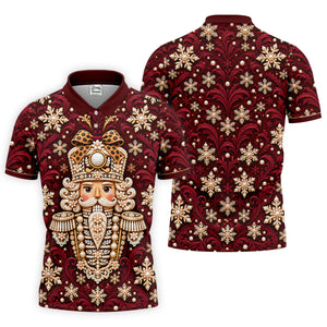 Pearl Nutcracker Christmas Golf Shirt, Mens Golf Clothing, Mens Holiday Golf Shirts