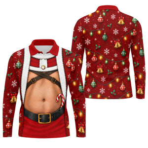 Santa Belly Harness Vest Christmas Golf Shirt, Golf Shirts For Men, Golf Polo For Men
