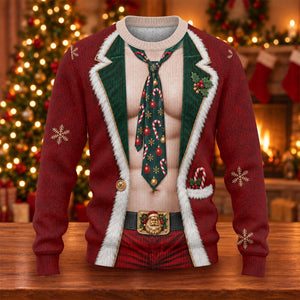 Santa Suit Tie Six Pack Ugly Christmas Sweater, Christmas Golf Gift, Golf Lover Gifts