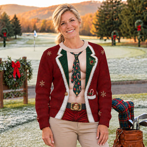 Santa Suit Tie Six Pack Ugly Christmas Sweater, Christmas Golf Gift, Golf Lover Gifts