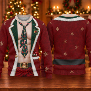 Santa Suit Tie Six Pack Ugly Christmas Sweater, Christmas Golf Gift, Golf Lover Gifts