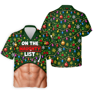On The Naughty List Abs Christmas Golf Shirt, Mens Golf Apparel, Mens Golf Clothing