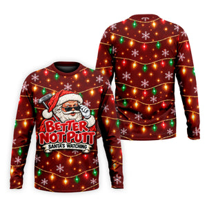 Better Not Putt Santa Christmas Golf Shirt, Funny Mens Golf Shirts, Mens Golf Apparel