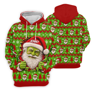 Custom Name Green Santa Christmas Golf Shirt, Ladies Golf Shirts, Womens Golf Apparel