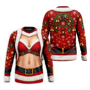 Santa Bikini Abs Vest Christmas Golf Shirt, Mens Golf Shirts, Golf Gifts For Men