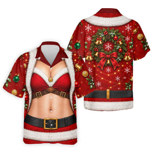 Santa Bikini Abs Vest Christmas Golf Shirt, Mens Golf Shirts, Golf Gifts For Men