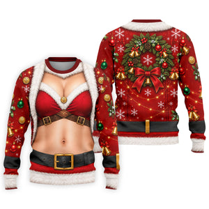 Santa Bikini Abs Vest Christmas Golf Shirt, Mens Golf Shirts, Golf Gifts For Men