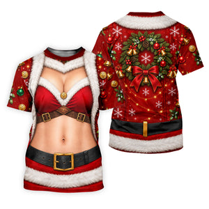 Santa Bikini Abs Vest Christmas Golf Shirt, Mens Golf Shirts, Golf Gifts For Men