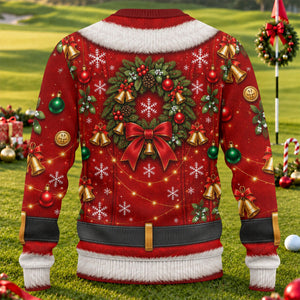 Santa Bikini Abs Vest Ugly Christmas Sweater, Golf Lover Gifts, Funny Holiday Sweater