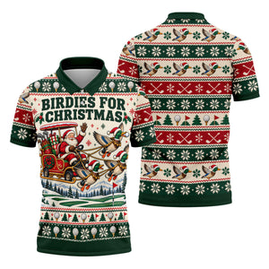 Birdies Santa Duck Sleigh Christmas Golf Shirt, Mens Golf Shirts, Mens Golf Apparel
