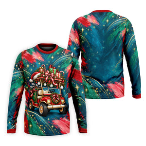 Santa Gift Golf Cart Christmas Golf Shirt, Mens Holiday Golf Shirts, Mens Golf Shirts
