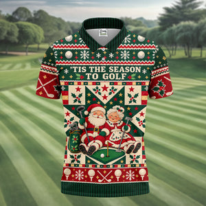 Tis The Season To Golf Christmas Golf Shirt, Funny Mens Golf Shirts, Mens Golf Polo