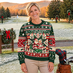 Tis The Season To Golf Ugly Christmas Sweater, Christmas Golf Gift, Golf Lover Gifts