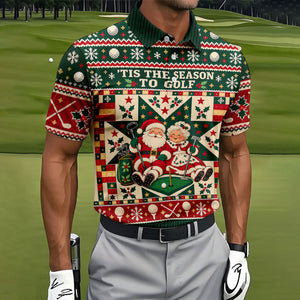 Tis The Season To Golf Christmas Golf Shirt, Funny Mens Golf Shirts, Mens Golf Polo