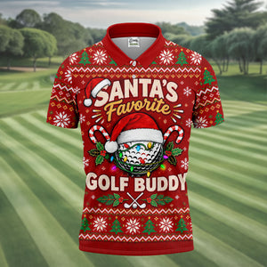 Santa's Favorite Buddy Christmas Golf Shirt, Mens Golf Clothing, Mens Golf Shirts