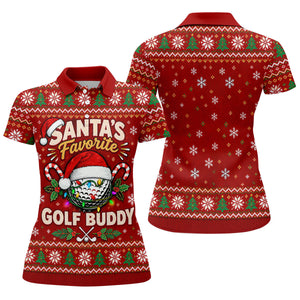 Santa's Favorite Buddy Christmas Golf Shirt, Ladies Golf Apparel, Womens Golf Apparel