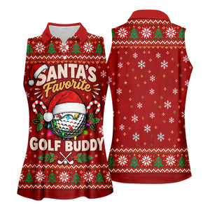 Santa's Favorite Buddy Christmas Golf Shirt, Ladies Golf Apparel, Womens Golf Apparel