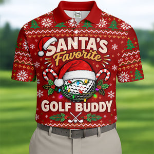 Santa's Favorite Buddy Christmas Golf Shirt, Mens Golf Clothing, Mens Golf Shirts