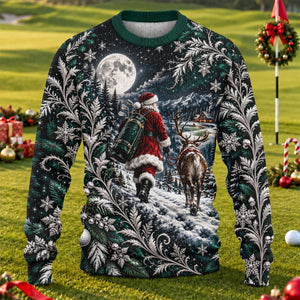 Moonlight Santa Reindeer Ugly Christmas Sweater, Christmas Gifts, Ugly Sweater Party