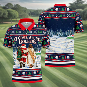 O Come All Ye Golfers Christmas Golf Shirt, Golf Polo For Men, Funny Mens Golf Shirts