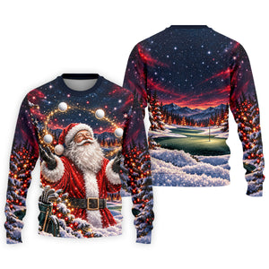 Santa Juggling Golf Balls Christmas Golf Shirt, Mens Golf Polo, Golf Shirts For Men