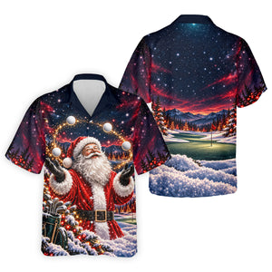 Santa Juggling Golf Balls Christmas Golf Shirt, Mens Golf Polo, Golf Shirts For Men