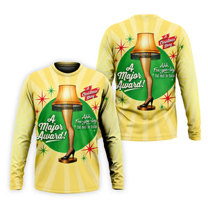 Leg Lamp Major Award Christmas Golf Shirt, Mens Golf Shirts, Funny Mens Golf Shirts - Long Sleeve Shirt